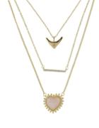Romwe Pink Alloy Chain Necklace For Women