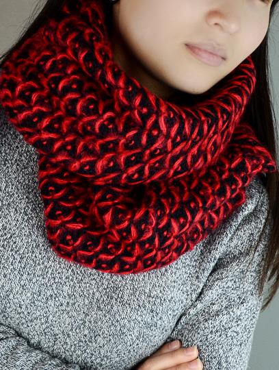 Romwe Chunky Knit Red Scarf