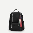 Romwe Slogan And Star Detail Zipper Backpack