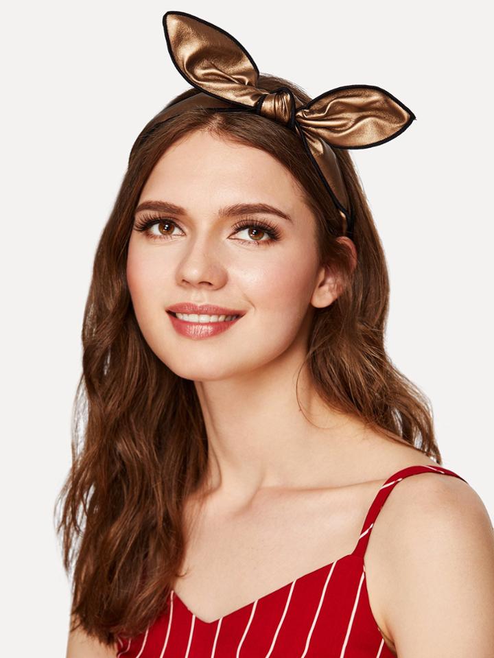 Romwe Contrast Trim Bow Tie Headband