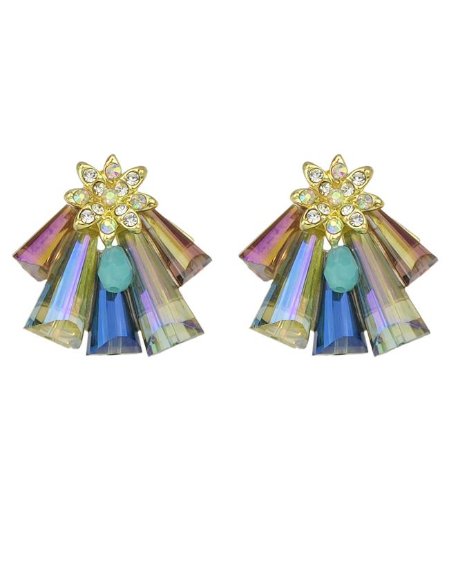 Romwe Beautiful Colorful Imitation Crystal Stud Earrings For Women