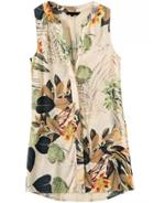Romwe V Neck Sleeveless Florals Blouse