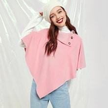 Romwe Button Detail Cape Coat