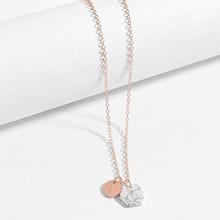 Romwe Marble Pattern & Letter Pendant Necklace