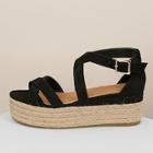 Romwe Cross Over Buckle Ankle Strap Jute Wrapped Sandals