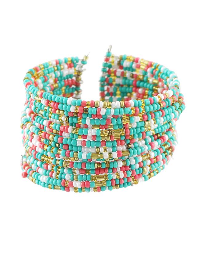 Romwe Bohemian Style Colorful Adjustable Wide Beads Bracelet
