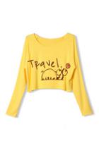 Romwe Cute Snail Print Midriff Long Sleeved T-shirt