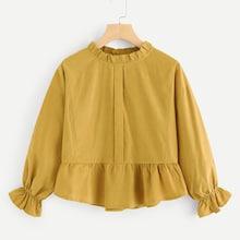 Romwe Flounce Sleeve Ruffle Neck Blouse