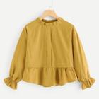 Romwe Flounce Sleeve Ruffle Neck Blouse