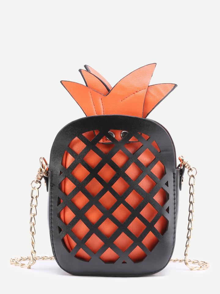 Romwe Pineapple Cage Hollow Out Crossbody Bag
