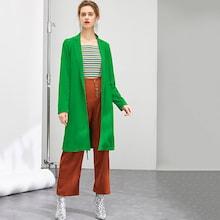 Romwe Self Belted Notched Coat