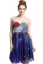 Romwe Beaded Bandeau Galaxy Dress