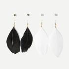 Romwe Feather Design Drop Earrings 2pairs