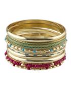 Romwe Bohemian Style Colorful Beads Wide Bracelet And Bangle Sets