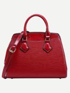 Romwe Red Embossed Faux Leather Satchel Bag