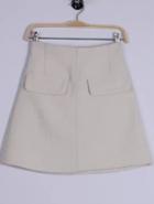 Romwe White Zipper A-line Skirt