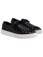 Romwe Black Thick-soled Shoelace Pu Flats
