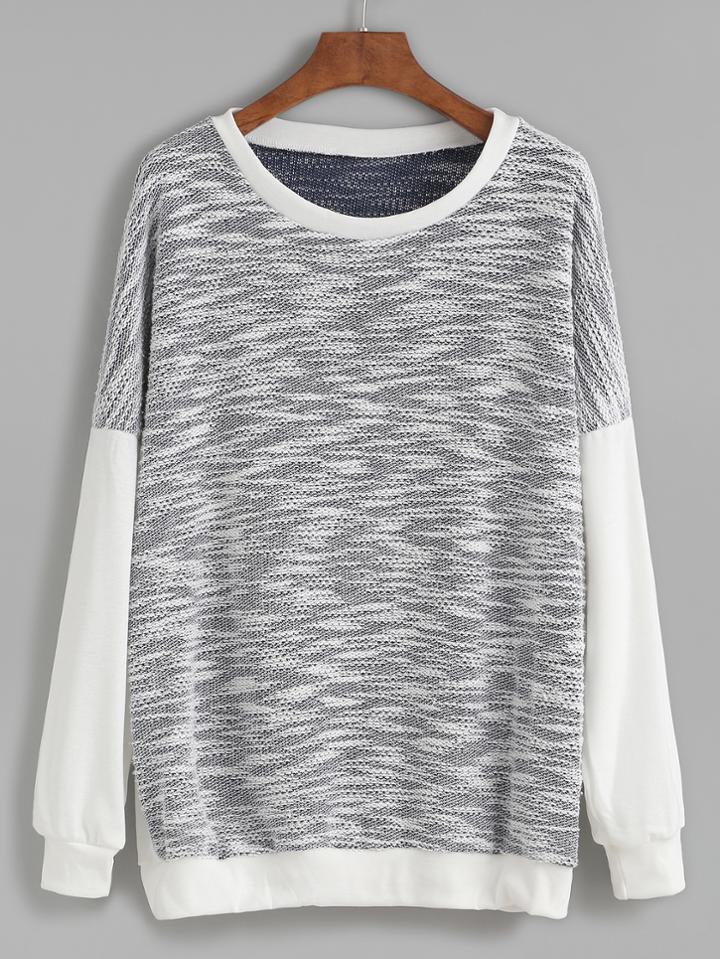 Romwe Contrast Dropped Shoulder Seam Sweatshirt