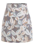 Romwe Leaf Print A-line Skirt