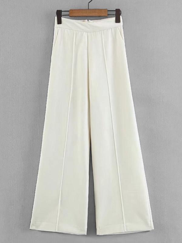 Romwe Wide Leg Zipper Back Pants
