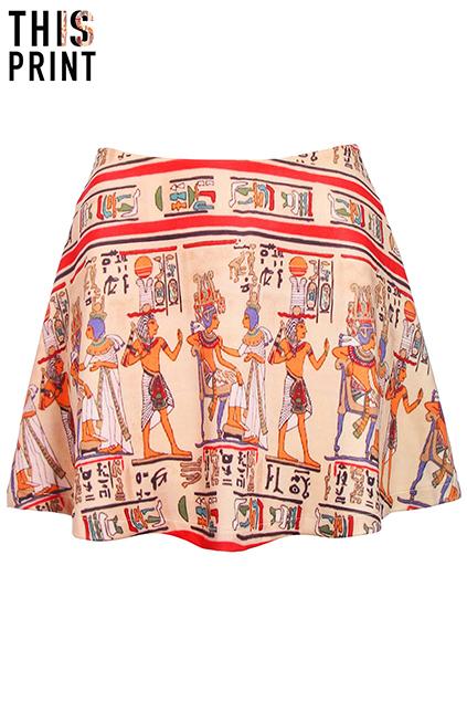 Romwe This Is Print Egyptian Print Skirt