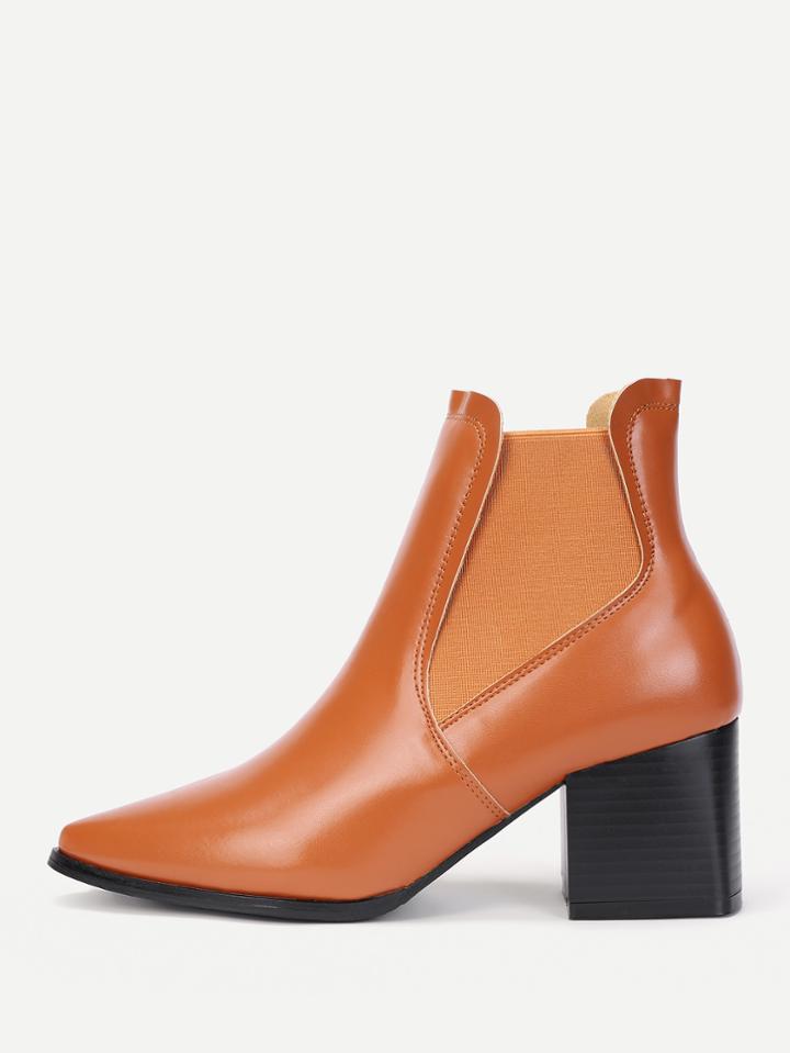 Romwe Pointed Toe Faux Leather Pu Boots