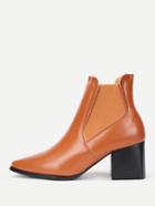 Romwe Pointed Toe Faux Leather Pu Boots