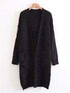 Romwe Marled Knit Longline Sweater Coat