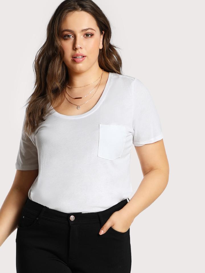 Romwe Single Pocket Boxy Tee