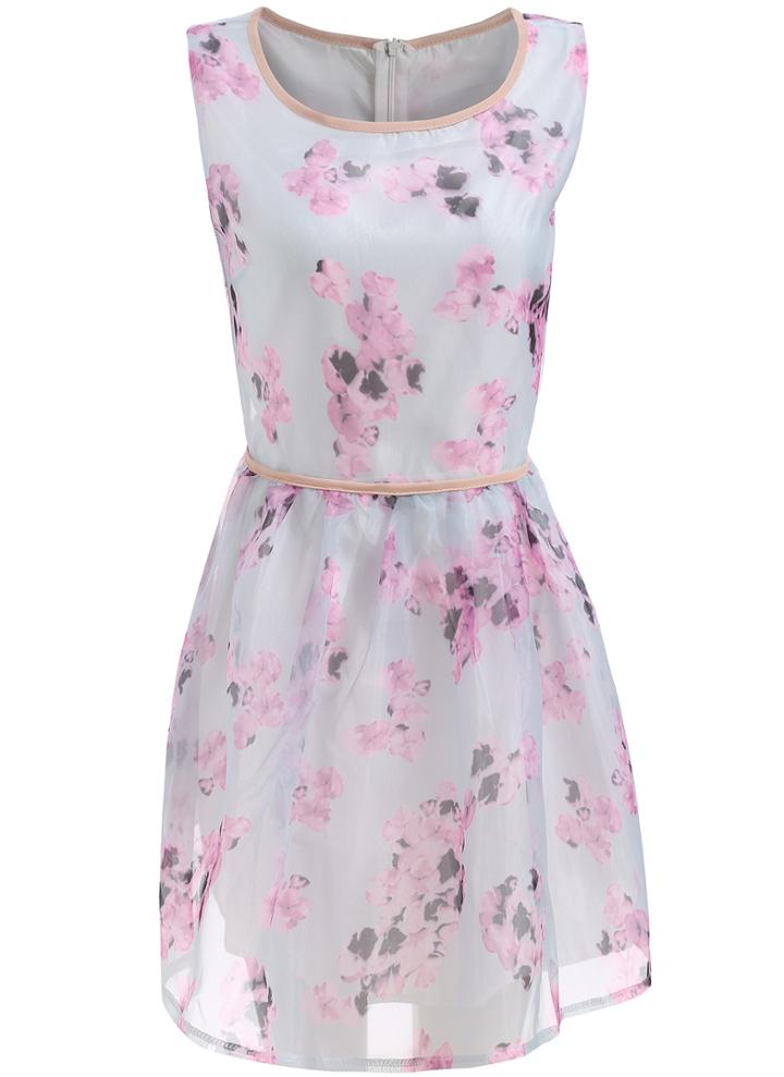Romwe Back Zipper Florals Dress