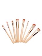 Romwe Bamboo Handle Rose Gold Metallic Makeup Brush Set 8pcs