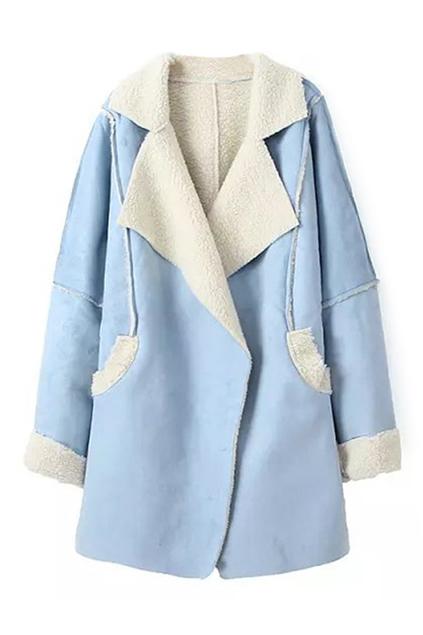 Romwe Open Front Blue Coat