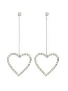 Romwe Silver Color Heart Shape Long Drop Earrings