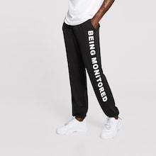 Romwe Guys Lettering Side Drawstring Waist Sweatpants