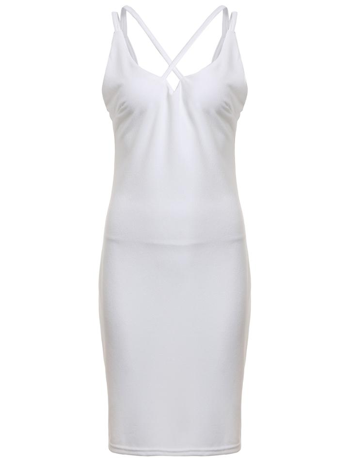 Romwe Spaghetti Strap Criss Cross Front Dress