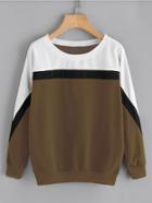 Romwe Color Block Cut And Sew Sweatshirt