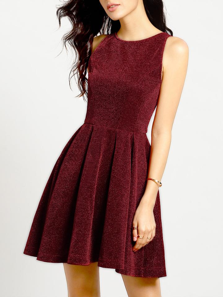 Romwe Red Sleeveless A Line Dress