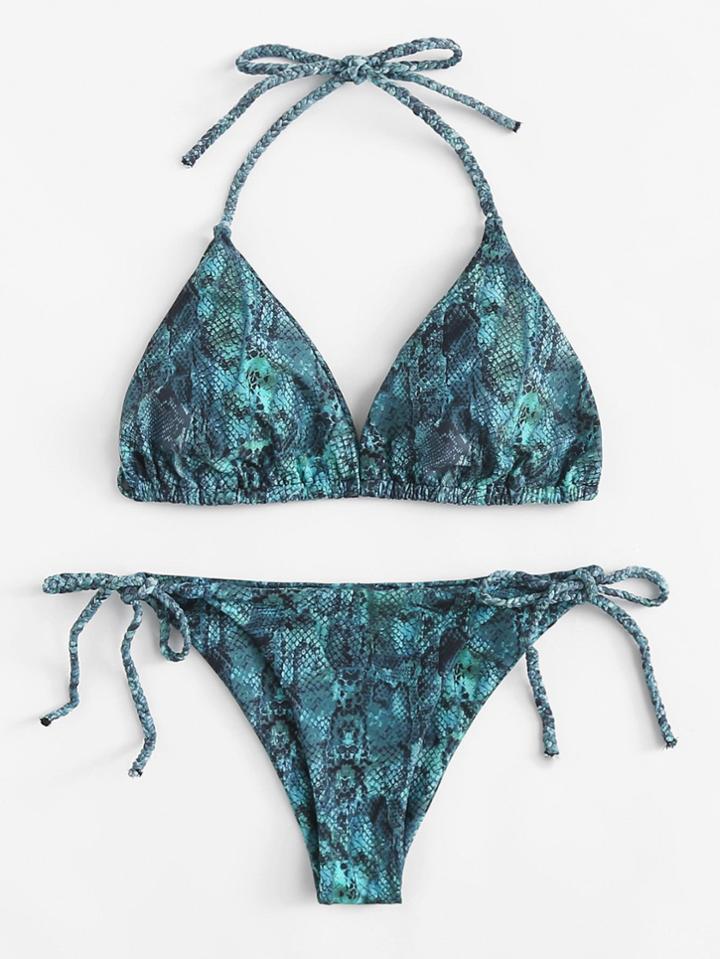 Romwe Snakeskin Print Bikini Set