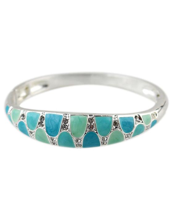 Romwe Blue With Diamond Bangle Bracelet