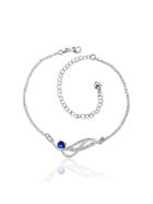 Romwe Rhinestone Decorated Chain Anklet