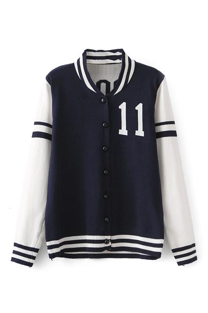 Romwe Striped Color Block Casual Jacket