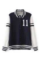 Romwe Striped Color Block Casual Jacket