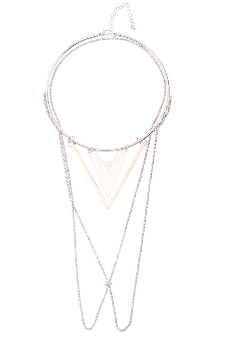Romwe Romwe Triangular Layered Silvery Necklace