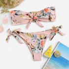 Romwe Random Knot Back Bandeau Top With Tie Side Bikini Set