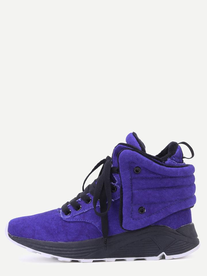 Romwe Purple Lace Up Quilted Back High Top Sneakers
