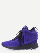 Romwe Purple Lace Up Quilted Back High Top Sneakers