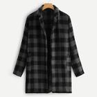 Romwe Plus Notch Collar Checkered Coat