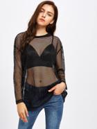 Romwe Hollow Out Fishnet Tee