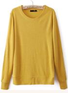 Romwe Yellow Wool Sweater With Elbow Patch