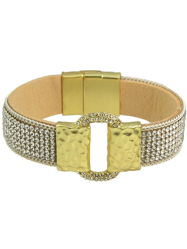 Romwe White Latest Rhinestone Wide Bracelet